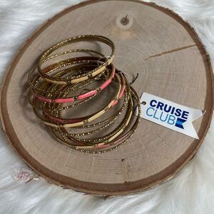 Cruise Club Coral Gold Bangle Bracelet Set